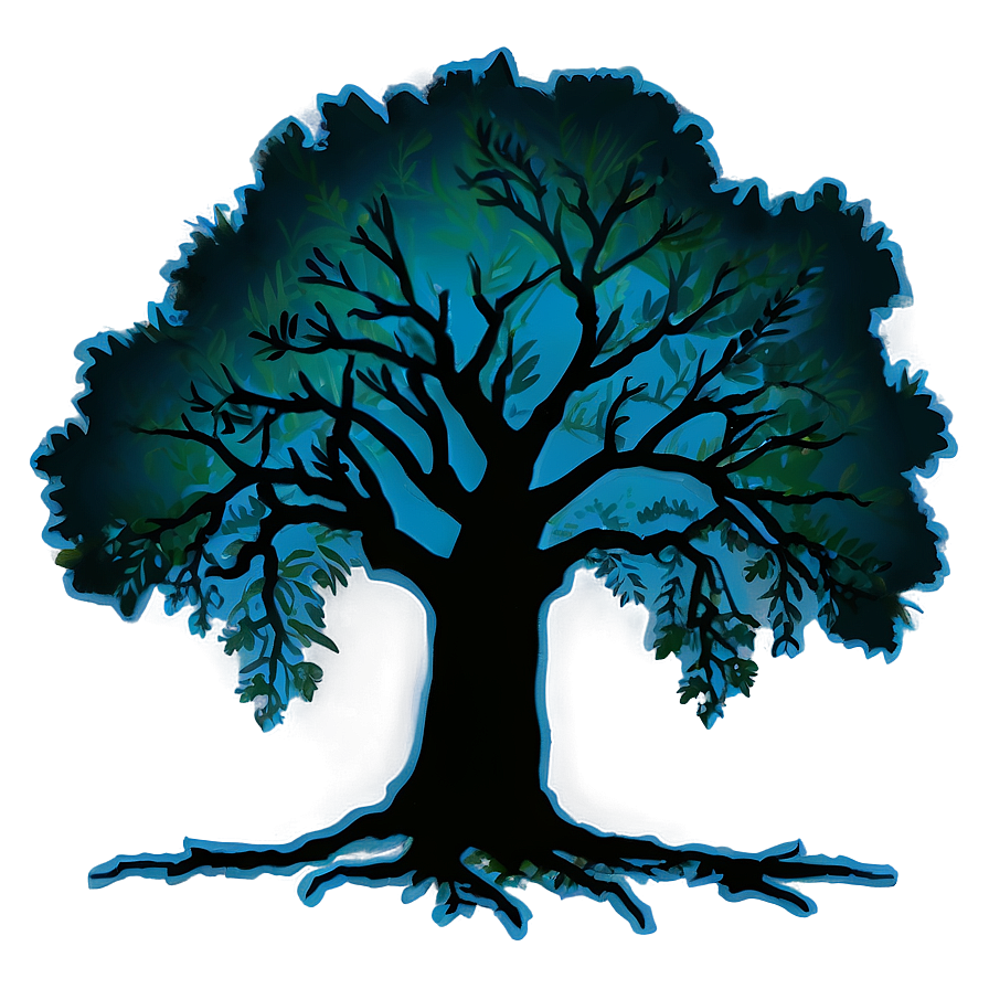 Ancient Oak Silhouette PNG ste10 PNG with transparent background