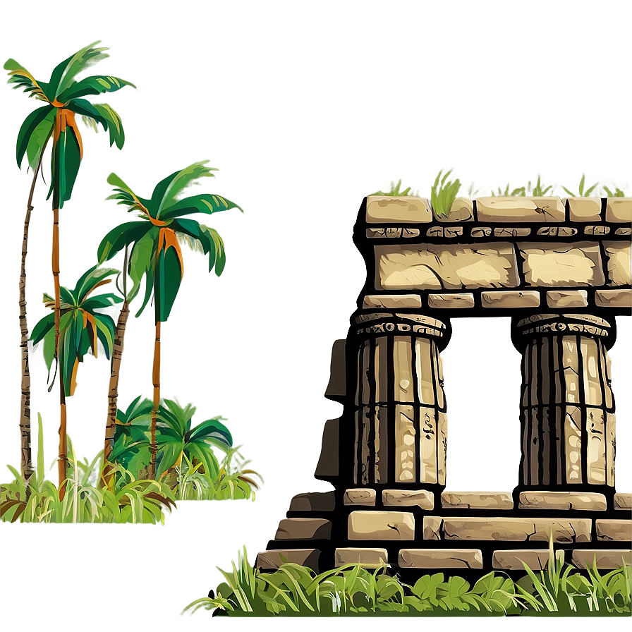 Ancient Ruins In Jungle Landscape Png Vlp