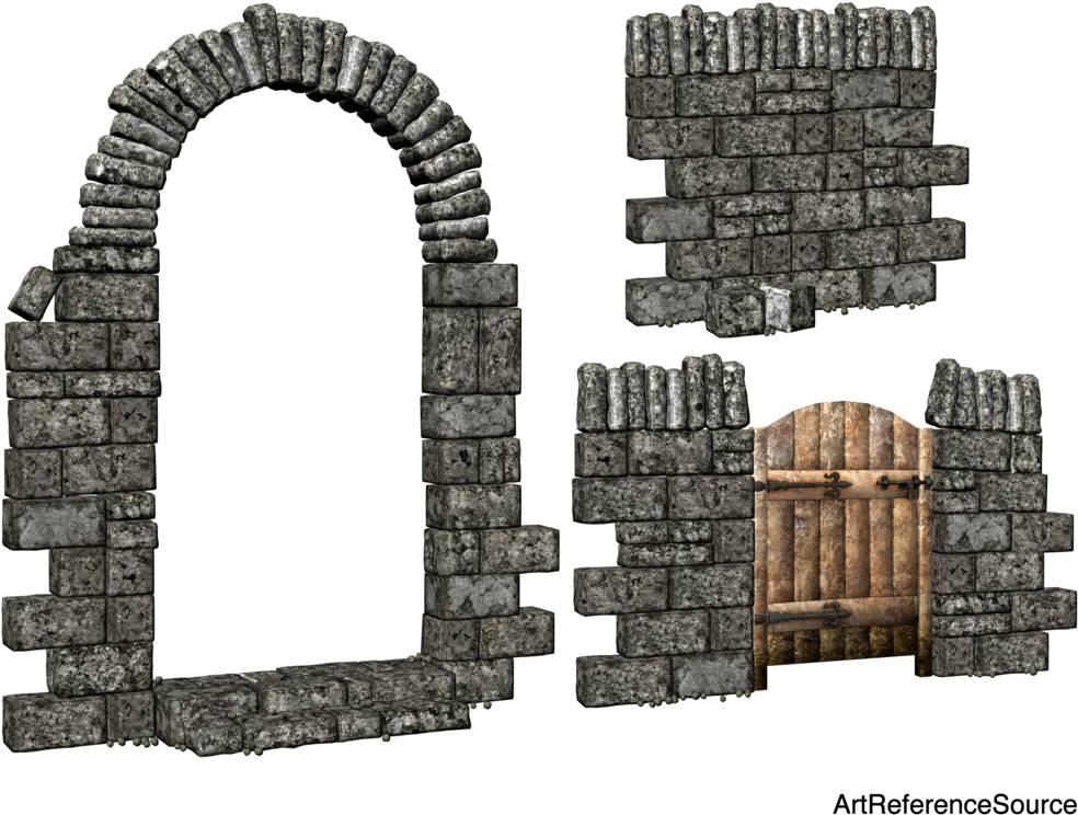 Gate Stone Medieval Village Walls Png, Transparent Png PNG with transparent background