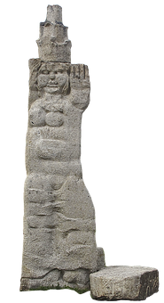 Ancient Stone Statue Carving PNG with transparent background