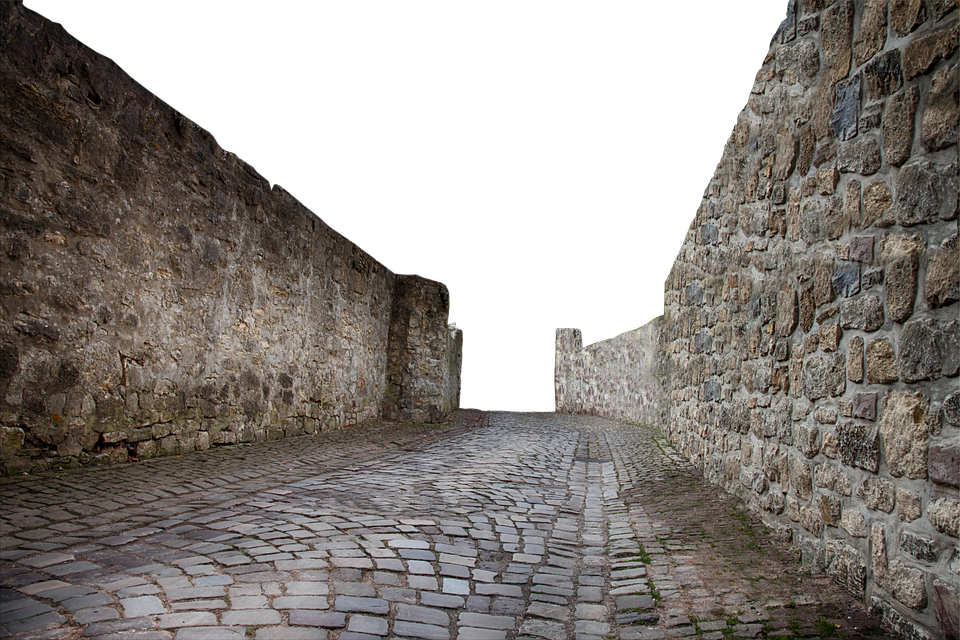 Ancient Stone Wallsand Cobbled Path