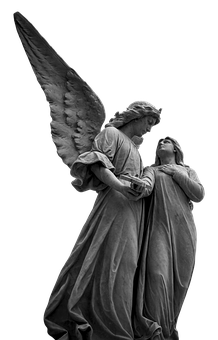 Angel Consoling Human Sculpture PNG with transparent background