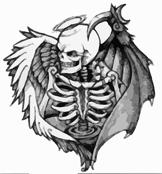 Angel Demon Skeleton Tattoo Design