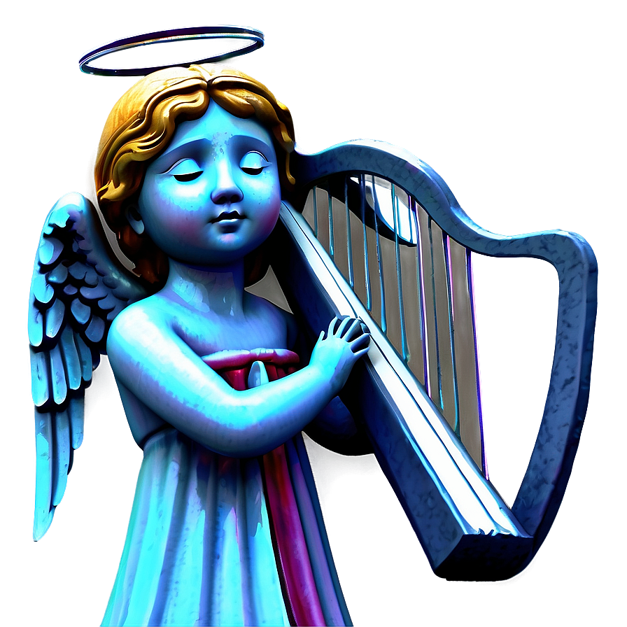 Angel With Harp Figure Png 06202024