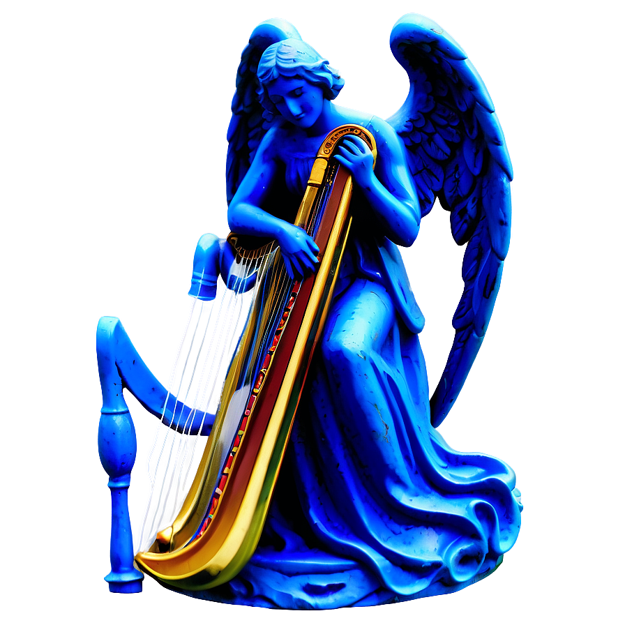 Angel With Harp Figure Png Igg