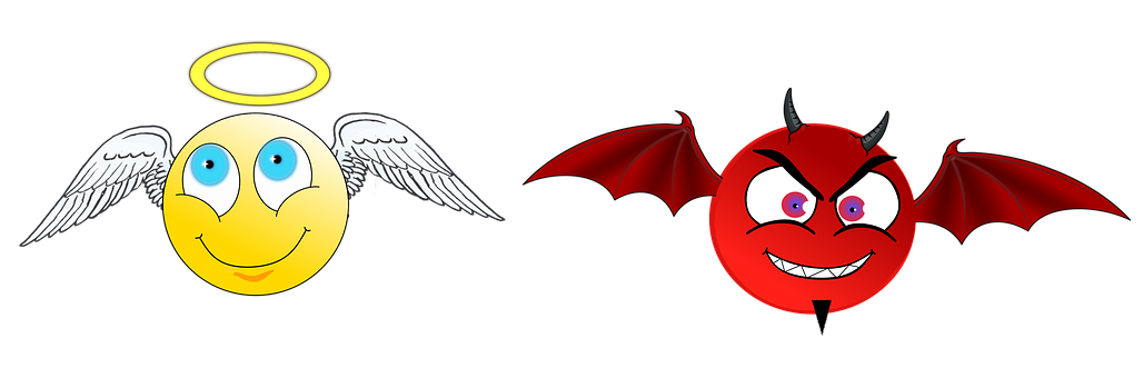 Angel_and_ Devil_ Emoji_ Style PNG with transparent background