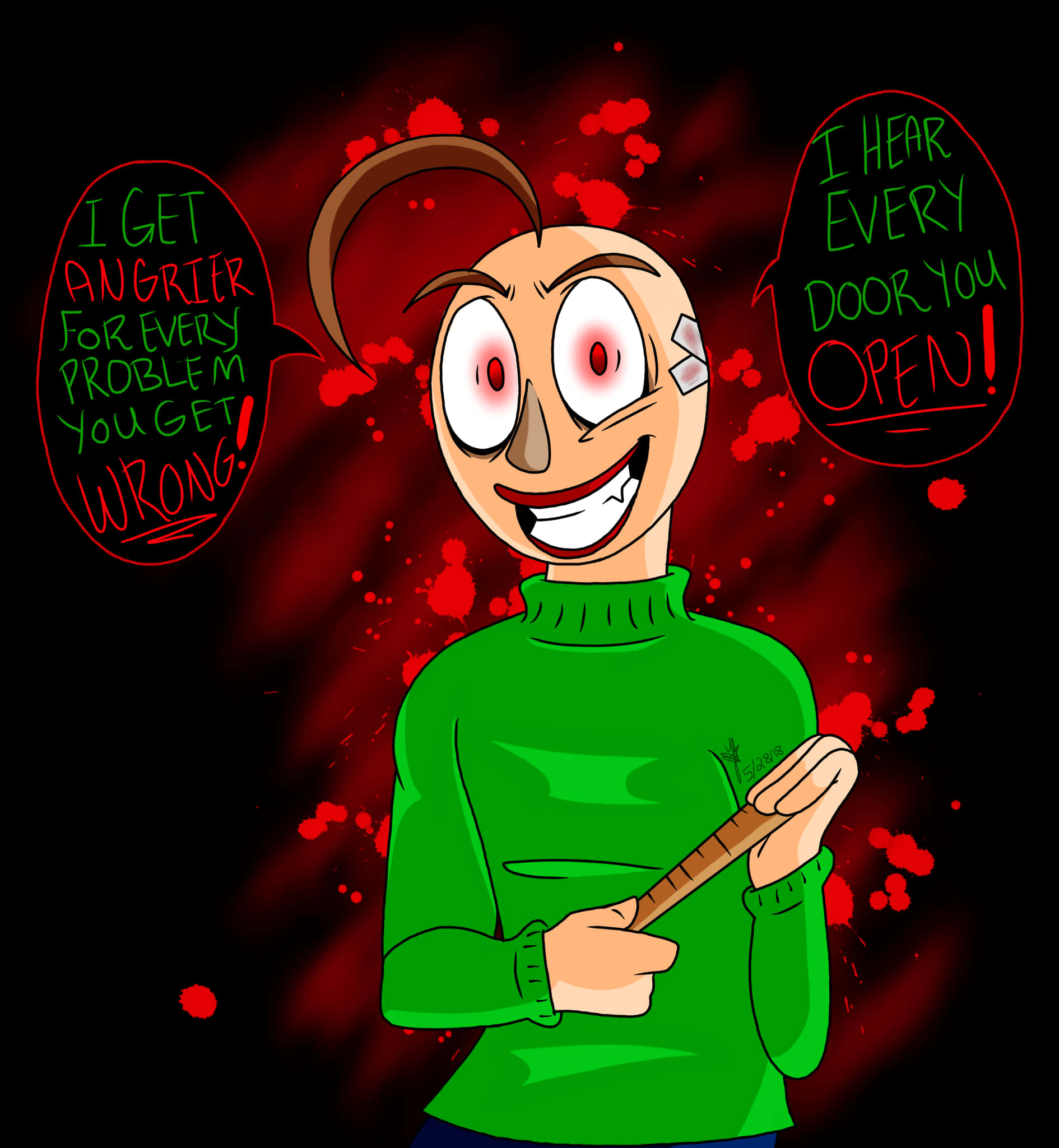 Angry Baldi Cartoon Art