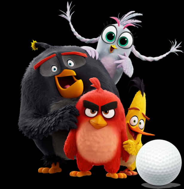 Angry Birds Characters With Golf Ball