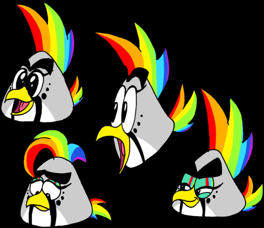 Angry Birds Rainbow Hair Expressions