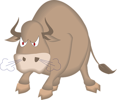 Angry Cartoon Bull PNG with transparent background