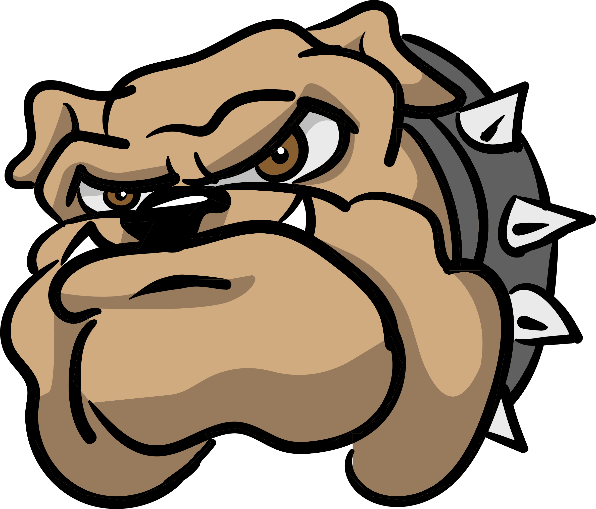 Angry Cartoon Bulldog Spiked Collar PNG with transparent background