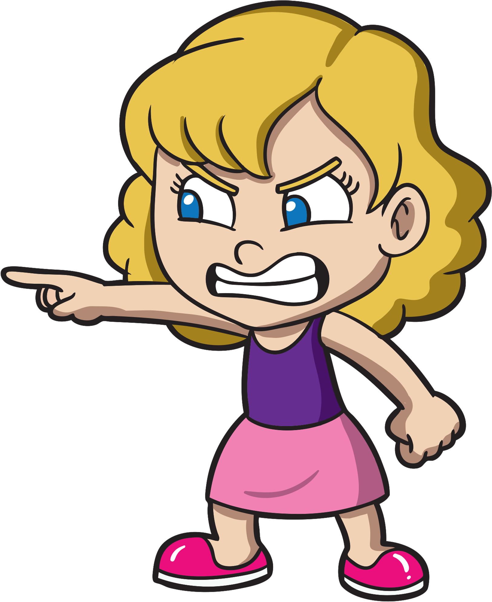 Angry Cartoon Girl Pointing