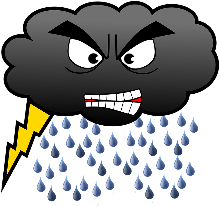 Angry Cloud Thunderstorm Cartoon