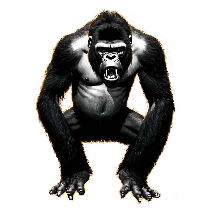 Angry Gorilla Black And White Png Ofs27