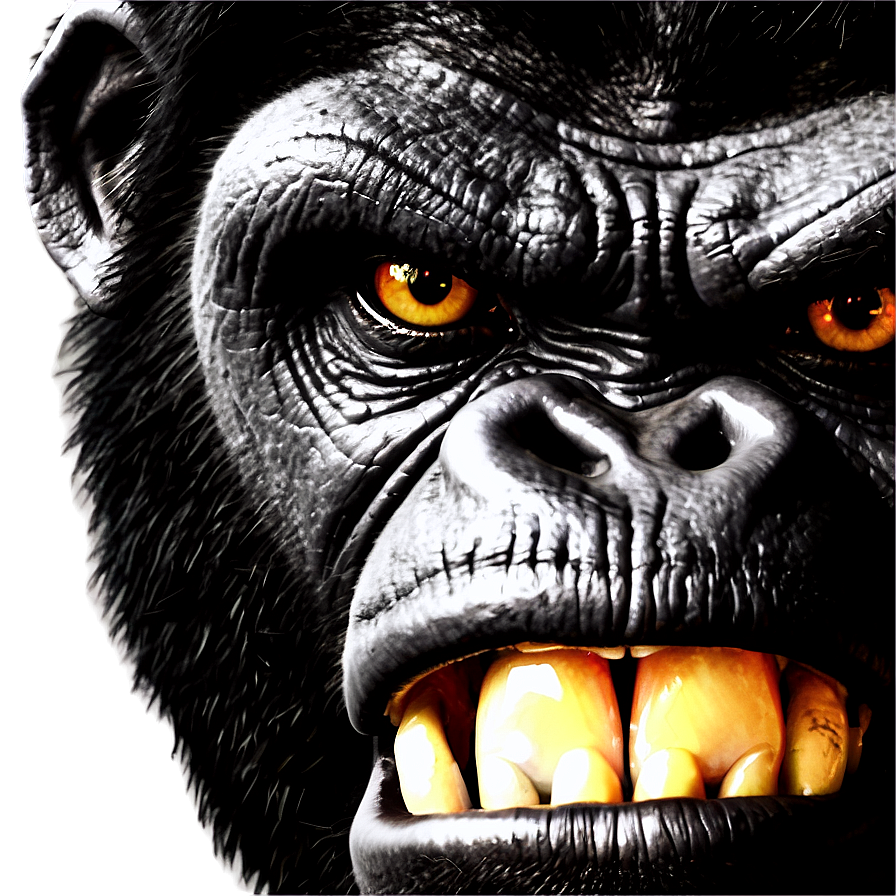 Angry Gorilla Face Close-up Png Icc75