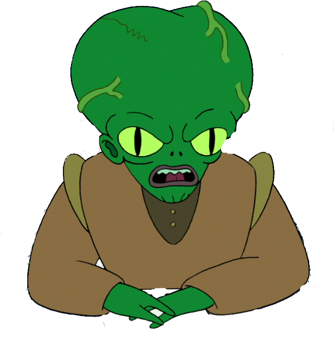 Angry Green Alien Cartoon Character