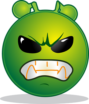 Angry Green Alien Graphic PNG with transparent background