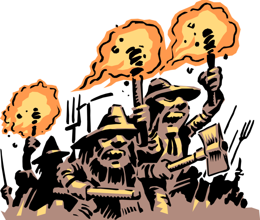 Vector Illustration Of Mob Of Angry Townsfolk Protesting - Angry Mob Transparent Gif, HD Png Download PNG with transparent background
