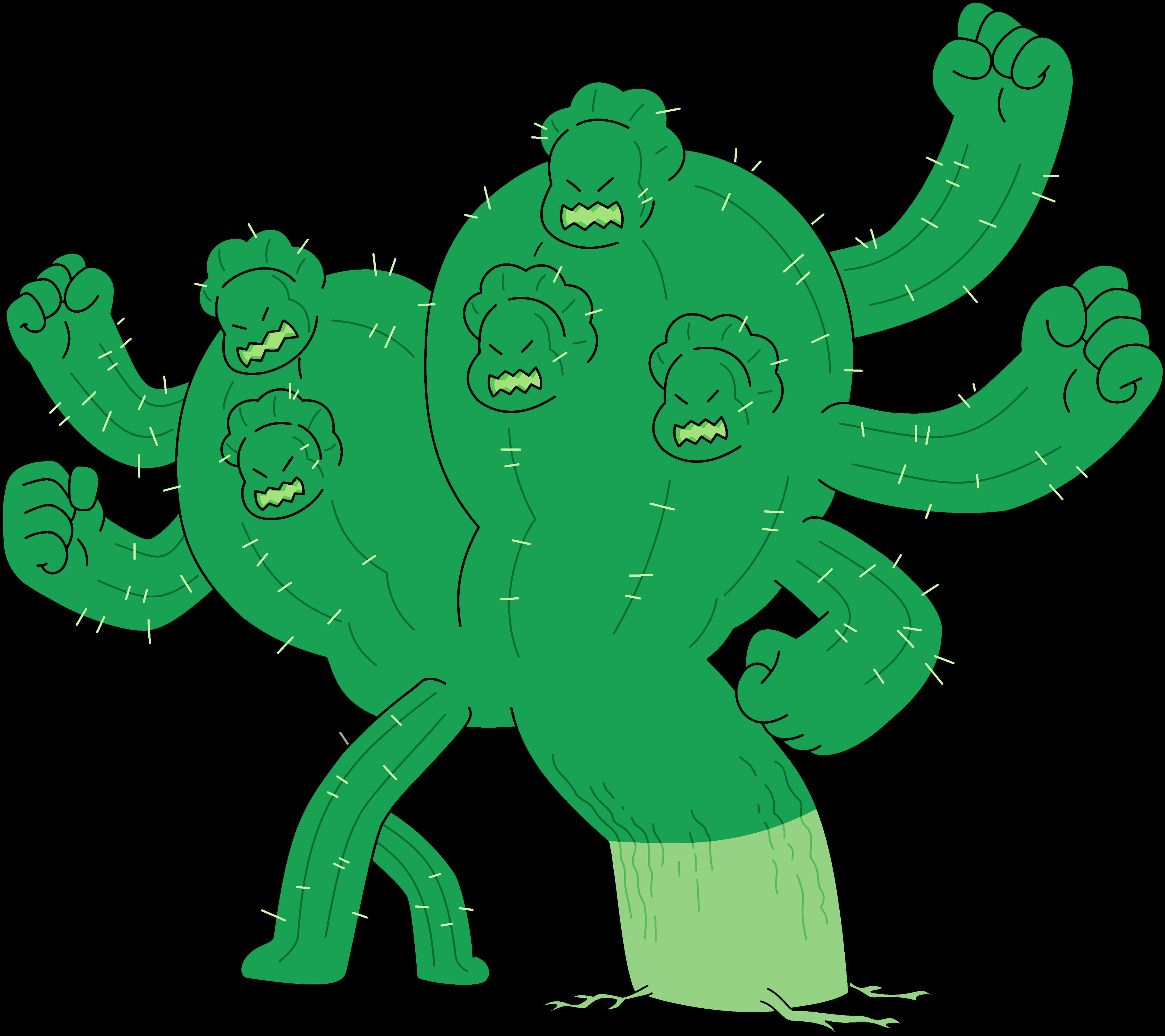 Angry Monster Cactus Cartoon PNG with transparent background
