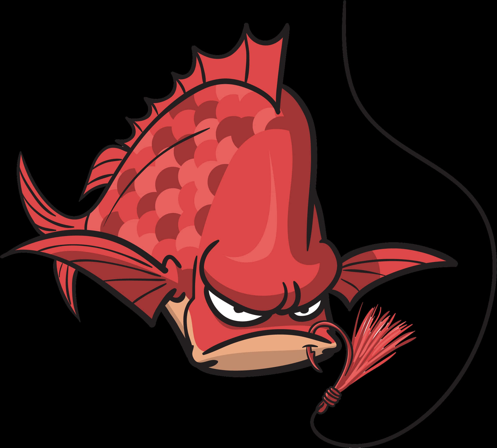 Angry Red Fish Cartoon