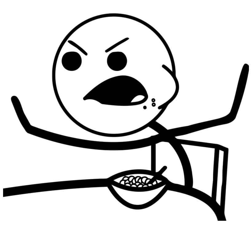 Angry Stick Figure Eating Cereal PNG with transparent background