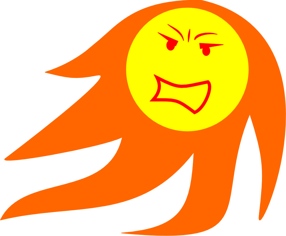 Angry Sun Cartoon Illustration PNG with transparent background