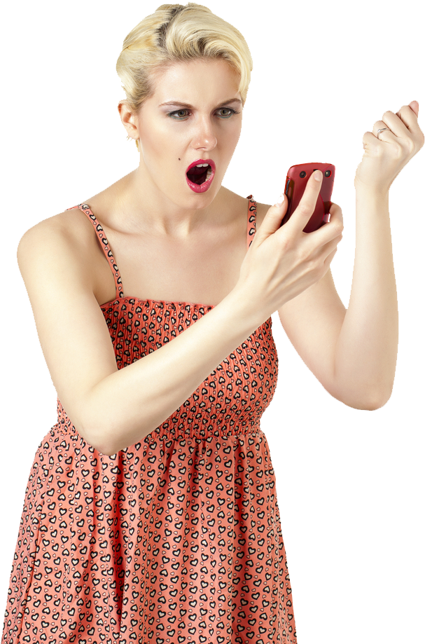 Angry Woman Yellingat Phone