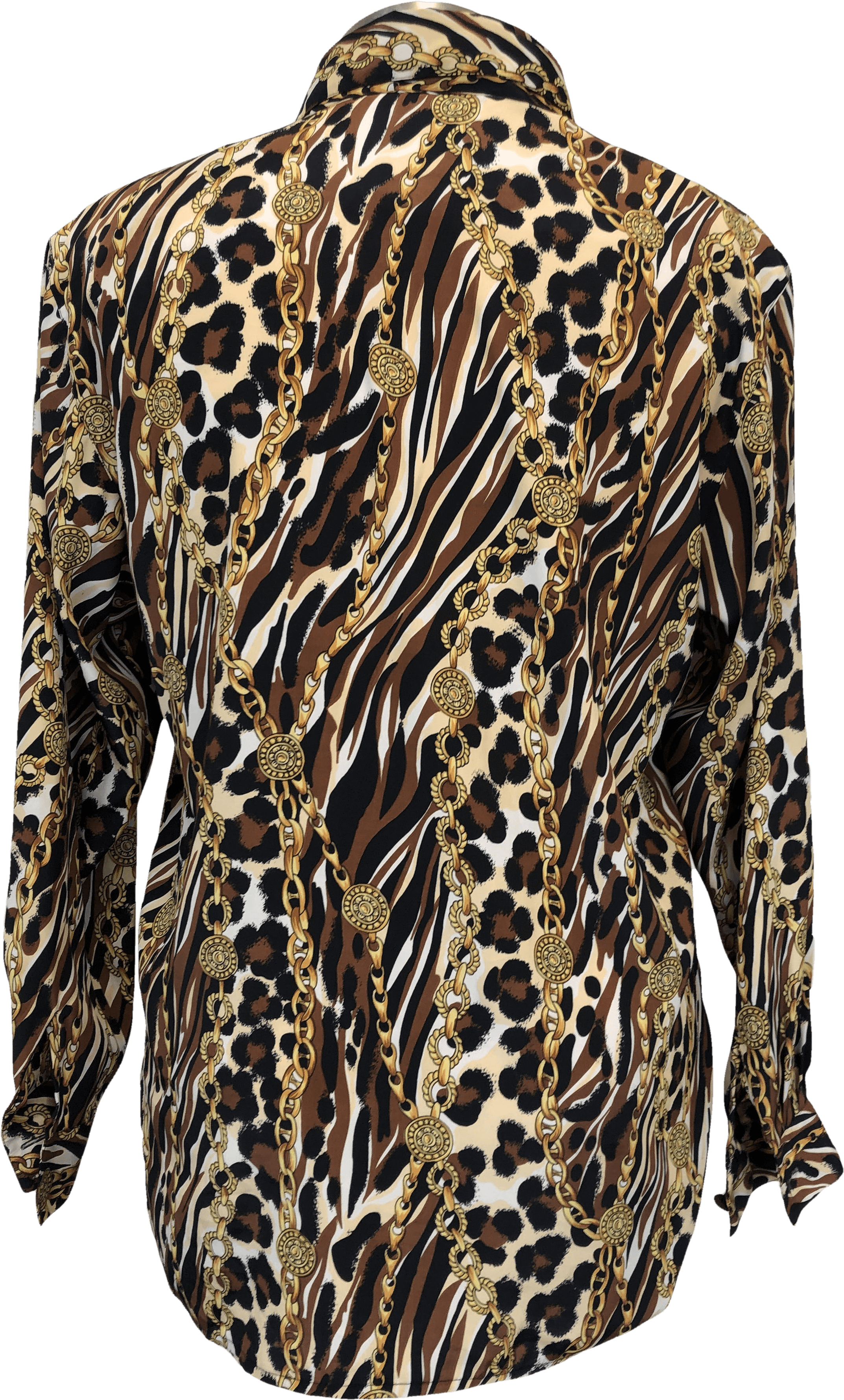 80's Animal And Chain Print Button Up Blouse By Totonko - Blouse, HD Png Download PNG with transparent background