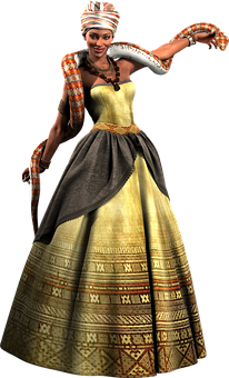 Animated African Woman Traditional Dress