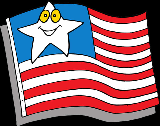 Animated American Flagwith Smiling Star PNG with transparent background
