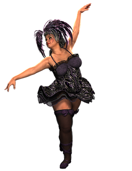 Animated Ballerina Dancer Pose PNG with transparent background