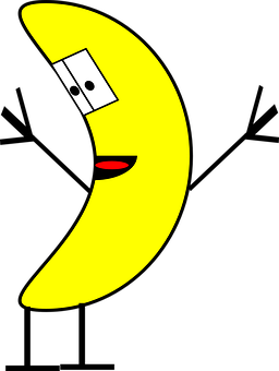 Animated Banana Character PNG with transparent background