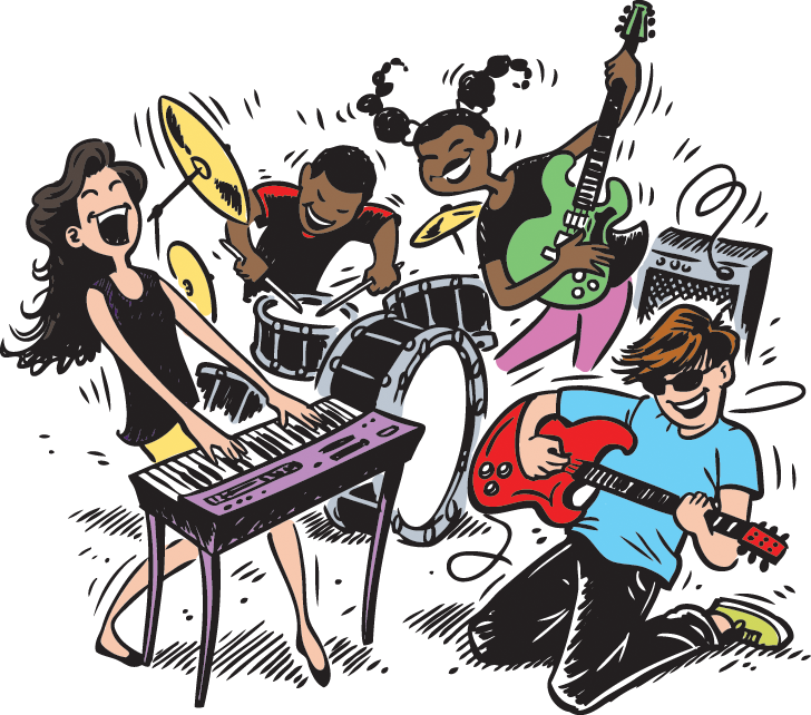 Animated Band Performance_ Concert Scene PNG with transparent background
