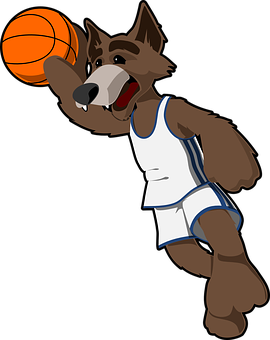 Animated Basketball Playing Wolf PNG with transparent background