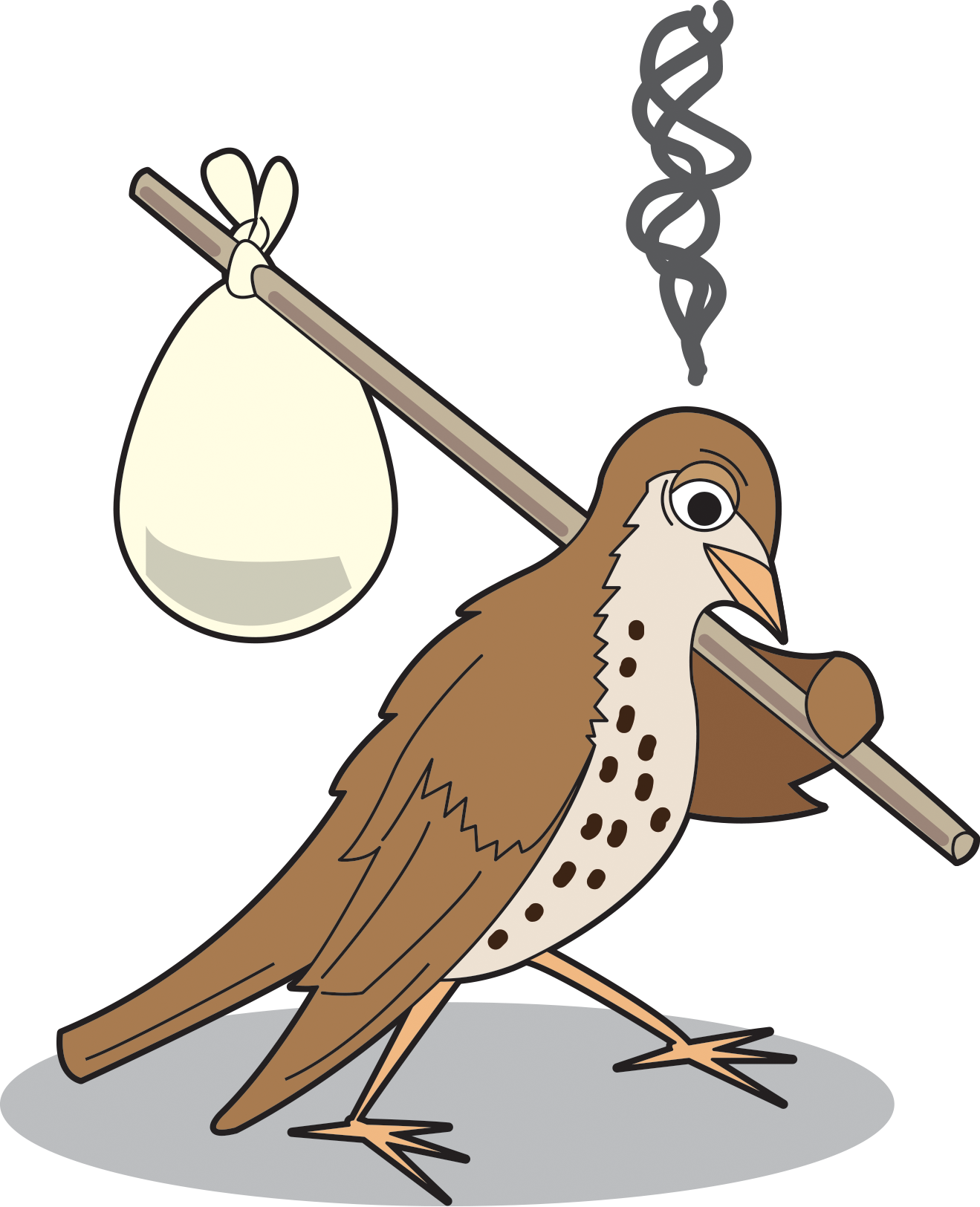 Animated Bird Carrying Egg Sack PNG with transparent background