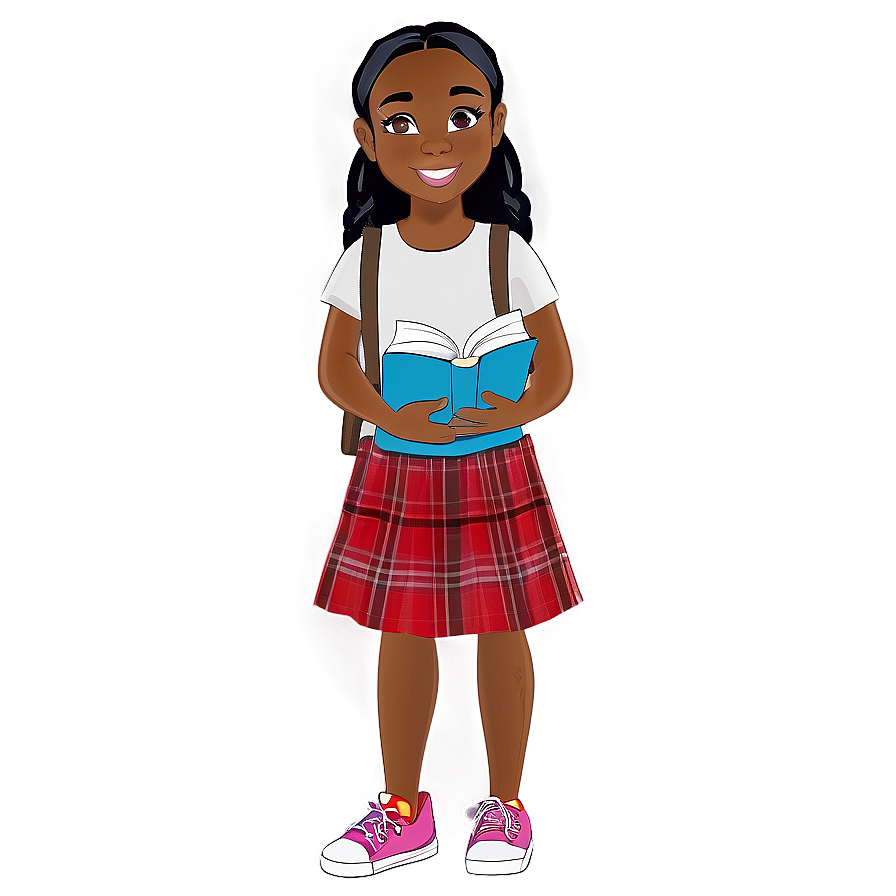 Animated Black Girl With Book Cartoon Png Jld