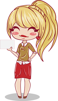 Animated Blonde Girl Holding Sign