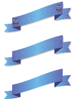 Animated Blue Bannerswith Faces PNG with transparent background