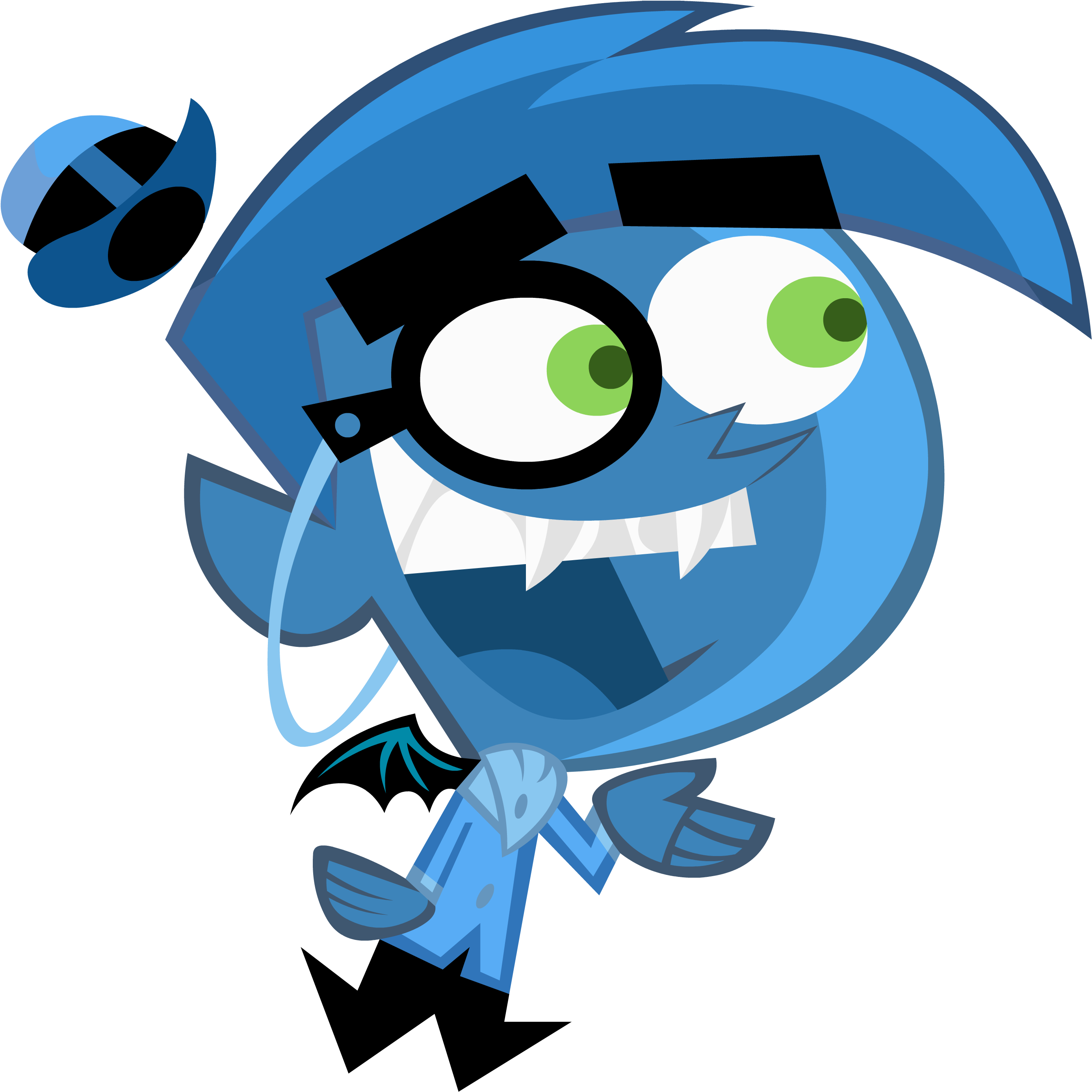 Animated Blue Character Laughing PNG with transparent background