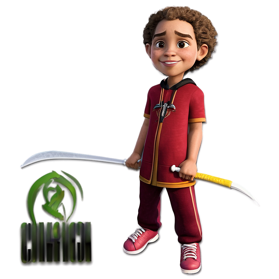 Animated Boy With Swordand Crest Shirt