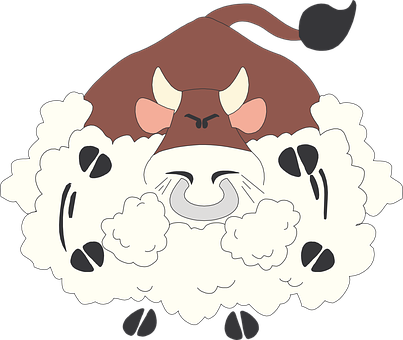 Animated Bull Disguisedas Sheep PNG with transparent background