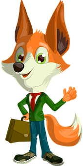 Animated Business Fox PNG with transparent background