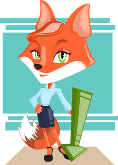 Animated Business Fox PNG with transparent background