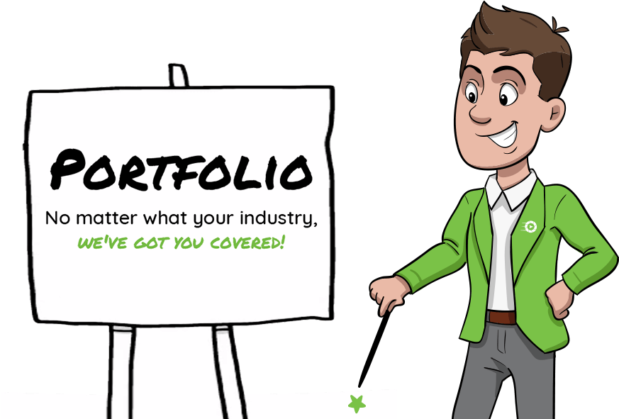 Animated Businessman Presenting Portfolio