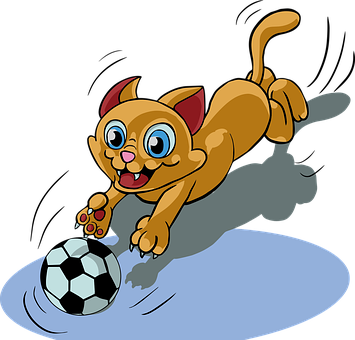 Animated Cat Playing Soccer PNG with transparent background