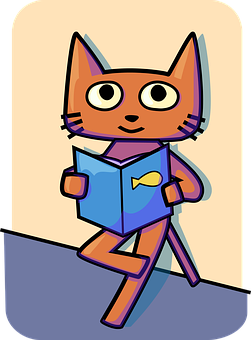 Animated Cat Reading Book