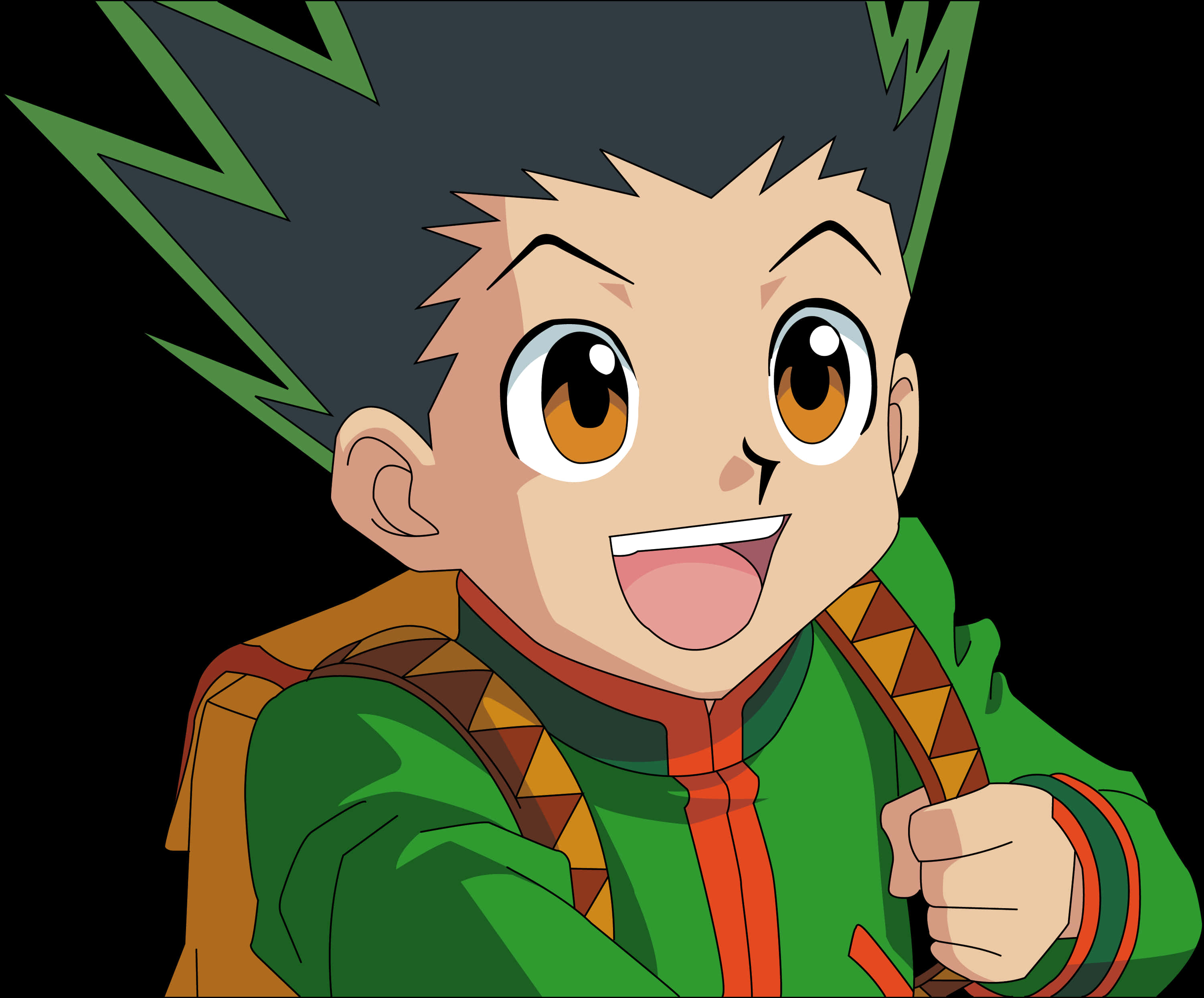 Animated Character Gon Freecss Smiling PNG with transparent background