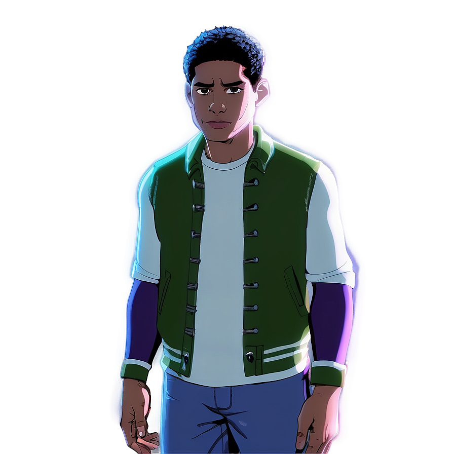 Animated Character Green Jacket Blue Pants