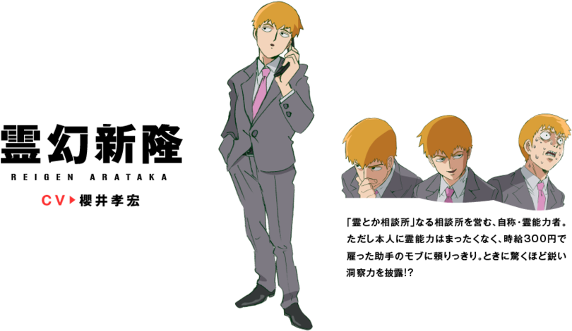 Animated Character Reigen Arataka Multiple Expressions