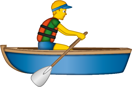 Animated Character Rowing Boat